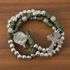 Nazareth Store Green Paracord Rosary Necklace with Silver Alloy Beads, St. Michael Medal Our Father Prayer Beads Pardon Crucifix Catholic Rosary Gift for Men view 2