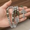 Nazareth Store Green Paracord Rosary Necklace with Silver Alloy Beads, St. Michael Medal Our Father Prayer Beads Pardon Crucifix Catholic Rosary Gift for Men view 3