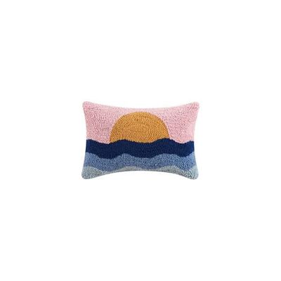 Peking Handicraft Sunset Hook Pillow, Wool and Poly Velvet