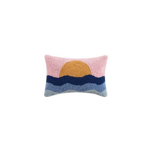 Peking Handicraft Sunset Hook Pillow, Wool and Poly Velvet