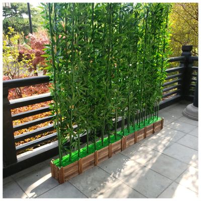 LXLZYXSF Restaurant Barrier Screen, Garden Imitation Artificial Bamboos with Wood Base, Deck Patio Porch Ornaments, Yard Fence Room Divider (Color : 1.5m, Size : 50x18x20cm-10 Pole)