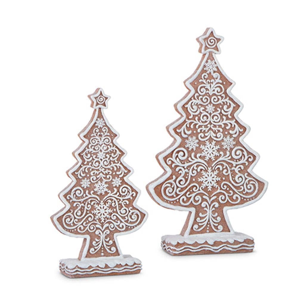 Raz Imports 2023 Jingle & Cocoa 20" Frosted Gingerbread Trees, Set of 2