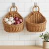 DOITOOL Set of 2 Wicker Hanging Basket for Wall, Front Door, Flowers, Mail, Fruit - Boho Handmade Rattan Hanging Wall Baskets for Garden Farmhouse Home Storage view 2