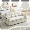 55.5" Convertible Sleeper Sofa Bed, 3 in 1 Velvet Loveseat Sofa Couch with Adjustable Backrest, Modern Pull Out Couch with Round Pillows and Pockets for Living Room (Beige) view 3
