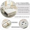 55.5" Convertible Sleeper Sofa Bed, 3 in 1 Velvet Loveseat Sofa Couch with Adjustable Backrest, Modern Pull Out Couch with Round Pillows and Pockets for Living Room (Beige) view 4