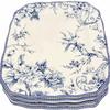 222 Fifth Adelaide Blue Toile Square Dinner Plates | Fine China/Porcelaine | Set of 4 | 10.75" x 10.75" view 1