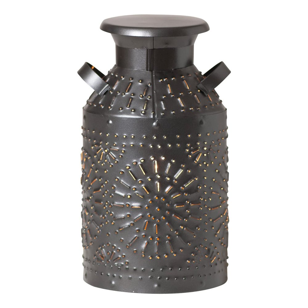 Irvin's Tinware, K18-101SM, Milk Can Accent Light in Smokey Black, Primitive Country Home Decor