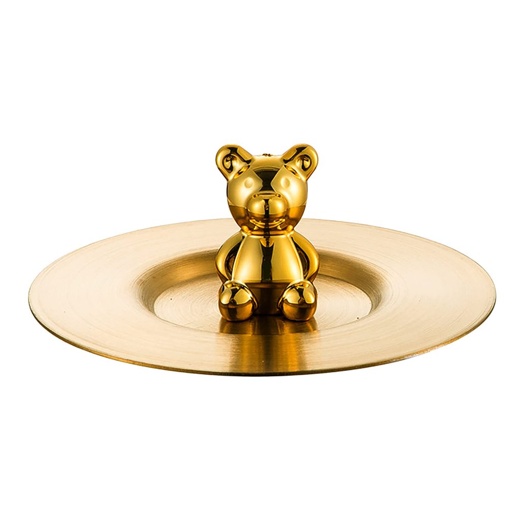 Fdit Stainless Steel Bear Cup Cover, Reusable Tea Coffee Cup Lid Bear Mug Cover for Mugs, Cups and Glass (Gold)
