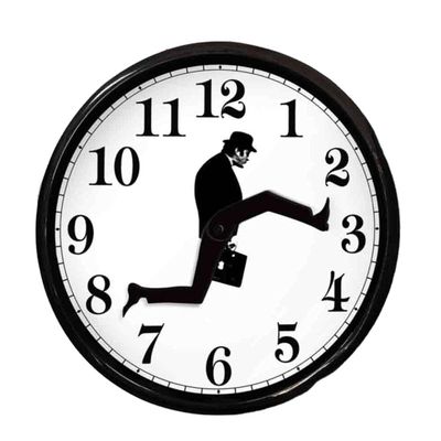 Hztyyier Silent Ministry of Silly Walks Wall Clock, Round Glass, Living Room and Hotel Decor