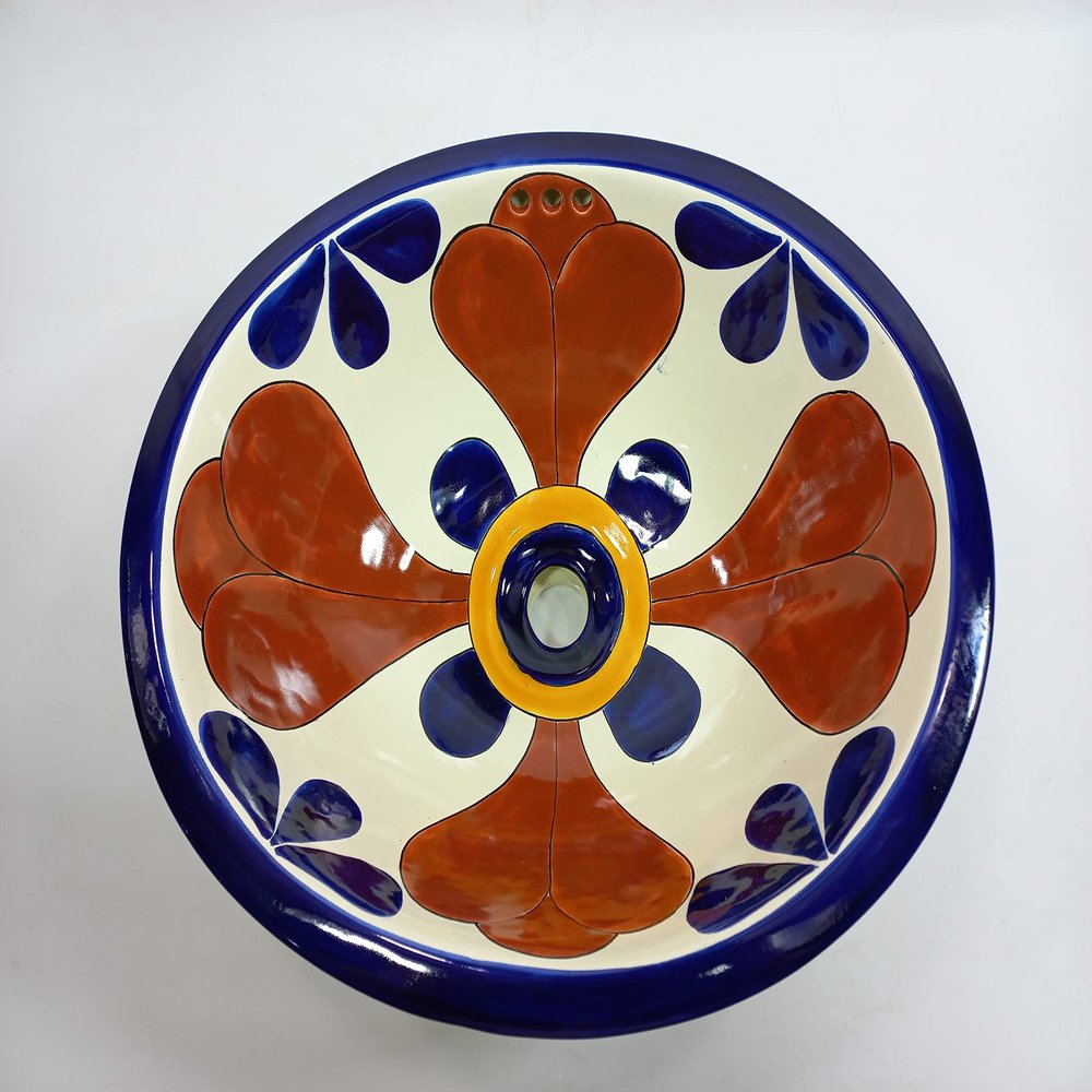 17" X 14" TALAVERA SINK drop in or undermount mexican bathroom handmade ceramic