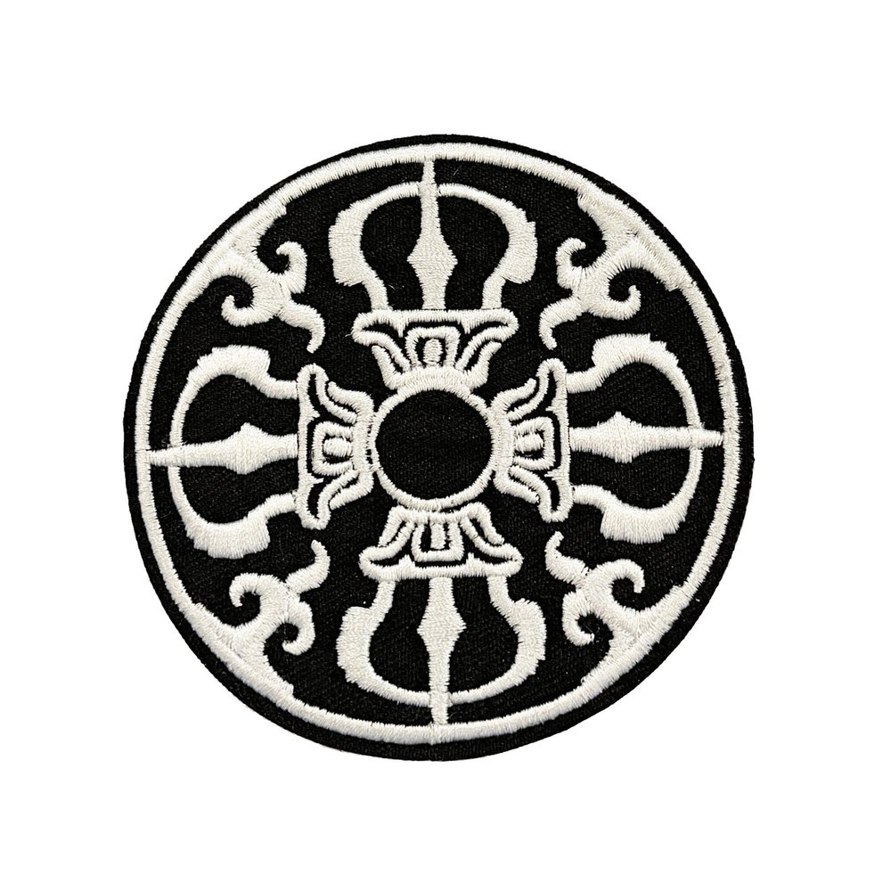 Symbol of Buddhism Patch Embroidered Iron-on/Sew-on Decorative Embroidery Applique Clothing Vest Jacket Premium Stitching Vacation Travel Souvenir Dharma Teachings of the Buddha Mystic