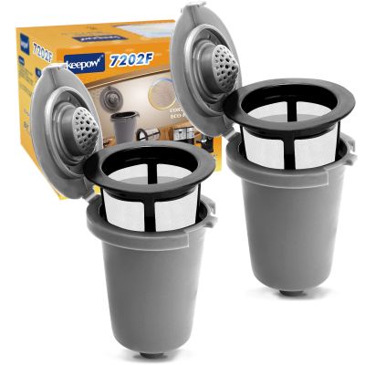 KEEPOW 2PCS Reusable Filter Cup for Cuisinart Coffee Maker Filter Replacement Parts, Reusable Coffee Filters for Cuisinart Single Serve Coffee Maker for HomeBarista Reusable Filter Cup