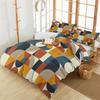 3 Piece Bedding Set,Retro Orange Brown Black Geometric Breathable Duvet Cover Super Soft Pillow Shams,Mid Century Style Washable Bed Sets All Seasons for Bedroom Dorm Hotel RV Full view 1