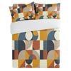 3 Piece Bedding Set,Retro Orange Brown Black Geometric Breathable Duvet Cover Super Soft Pillow Shams,Mid Century Style Washable Bed Sets All Seasons for Bedroom Dorm Hotel RV Full view 2