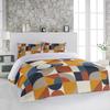 3 Piece Bedding Set,Retro Orange Brown Black Geometric Breathable Duvet Cover Super Soft Pillow Shams,Mid Century Style Washable Bed Sets All Seasons for Bedroom Dorm Hotel RV Full view 3