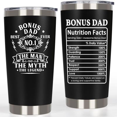 Breezy Valley Bonus Dad Tumbler, Bonus Dad Gifts from Daughter Son Kids - Best Ever Gifts, Funny Birthday Gift for Stepdad, No.1 Cup Tumbler, 20oz