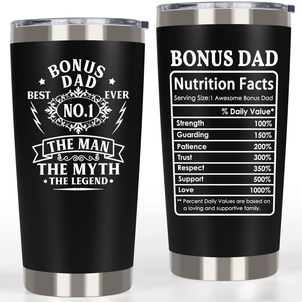 Breezy Valley Bonus Dad Tumbler, Bonus Dad Gifts from Daughter Son Kids - Best Ever Gifts, Funny Birthday Gift for Stepdad, No.1 Cup Tumbler, 20oz