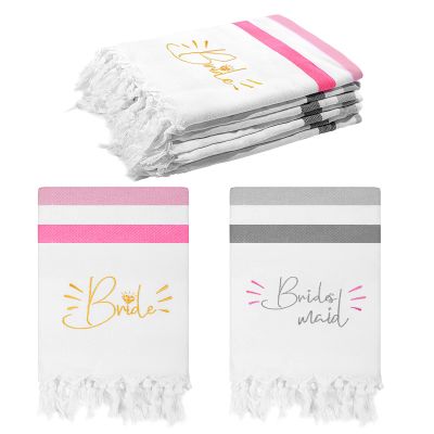 6 Pcs Bride Beach Towel Bridesmaid Towel for Bachelorette Party Honeymoon Bridal Shower Gifts Oversized 35. 43x70. 87 Inch Quick Dry Soft Turkish Beach Favors for Summer Wedding Party Gifts, 2 Colors
