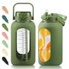 SIEROZUR 74oz Glass Water Bottle with Straw & Handle Lid | Half Gallon Motivational Water Jug with Time Marker & Silicone Sleeve | BPA-Free Borosilicate Glass for Gym, Home & Workout view 1