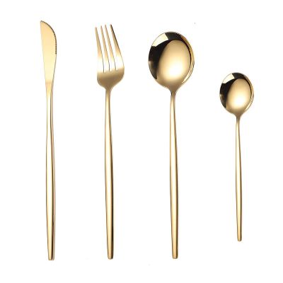 Stainless steel cutlery spoon set cutlery knife fork spoon four-piece set hotel western tableware steak knife and fork set Goldfour-piece