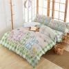 3 Piece Bedding Set,Easter Pink Green Blue Plaid Bunny Breathable Duvet Cover Super Soft Pillow Shams,Spring Vintage Linen Washable Bed Sets All Seasons for Bedroom Dorm Hotel RV Full view 1