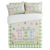 3 Piece Bedding Set,Easter Pink Green Blue Plaid Bunny Breathable Duvet Cover Super Soft Pillow Shams,Spring Vintage Linen Washable Bed Sets All Seasons for Bedroom Dorm Hotel RV Full view 2