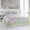 3 Piece Bedding Set,Easter Pink Green Blue Plaid Bunny Breathable Duvet Cover Super Soft Pillow Shams,Spring Vintage Linen Washable Bed Sets All Seasons for Bedroom Dorm Hotel RV Full view 3