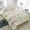 3 Piece Bedding Set,Easter Pink Green Blue Plaid Bunny Breathable Duvet Cover Super Soft Pillow Shams,Spring Vintage Linen Washable Bed Sets All Seasons for Bedroom Dorm Hotel RV Full view 4