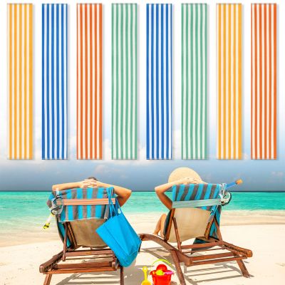 Boao 8 Pack Towel Bands for Beach Chair, Pool & Cruise Essentials, Elastic and Windproof, Towel Chair Clips Lounge Strap Holder, Cruise Ship Accessories (Striped Style)