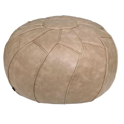 Thgonwid Round Unstuffed Pouf Cover, Leather Foot Stool Ottoman with Storage, Bean Bag Floor Chair, Multi Functional Footrest for Living Room, Bedroom or Balcony (Mushroom)