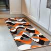 Abstract Orange Bathroom Runner Rug Bathmat Soft Bath Shower Bathtub Kitchen Door Mat,Gradient Grey Geometric Black Stripes Washable Floor Doormat Area Carpet for Bedroom Laundry Room Hallway,24"x71" view 2