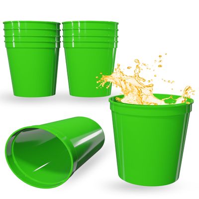 PartyPrints 10 Pack 16 oz Lime Green Reusable Blank Plastic Cups, Stadium Cups Bulk BPA Free Top Rack Dishwasher Safe, Party Colored Cups Perfect for Weddng, Birthday Graduation, Clubs