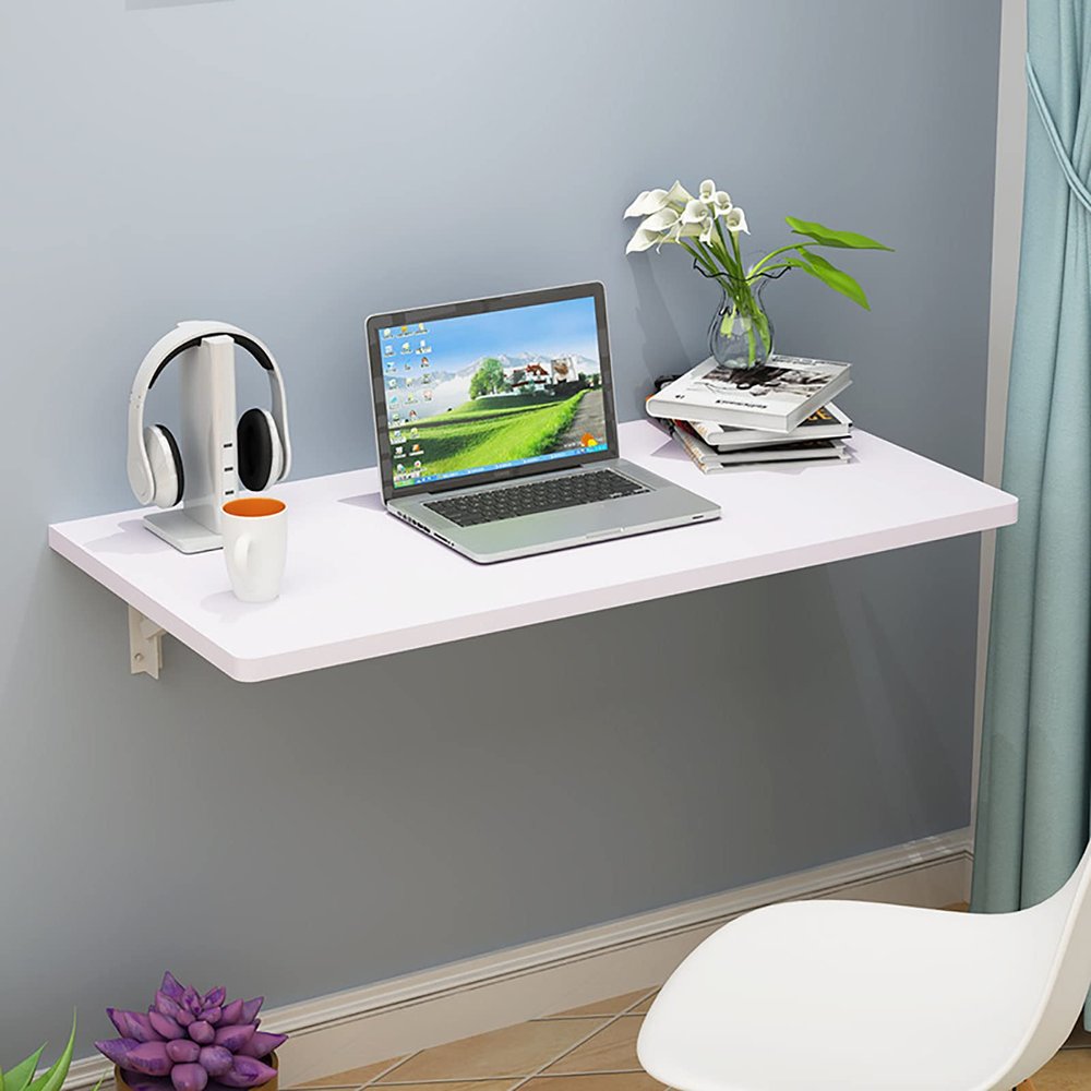 FERFXN Wall Mounted Desk Wall Mounted Floating Folding Table Wall Mounted Table Space Saving Laptop Desk Space Saving Hanging Table for Study, Bedroom, Bathroom or Balcony 30x30cm/12x12in B