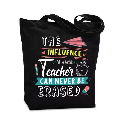 NANOOER Gifts for Teachers, Best Teachers Christmas Gifts Canvas Tote Bag Black with Inner Pocket for Women,Graduation Christmas Gift Reusable Grocery Bag