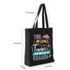 NANOOER Gifts for Teachers, Best Teachers Christmas Gifts Canvas Tote Bag Black with Inner Pocket for Women,Graduation Christmas Gift Reusable Grocery Bag view 3