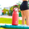2 Pack Ozizo 1.4 qt Insulated Canteen, Stainless Steel Hiking Water Bottle with Handle, Mixing Ball, and Straw (Red and Pink) view 2