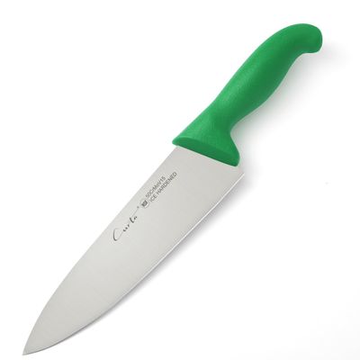 CURTA 8-inch Commercial-Grade Chef's Knife, NSF Listed, Ergonomic, Non-slip Green Handle, High Carbon 420 Stainless Steel Forged Blade Straight Edge, Dishwasher Safe, Rust Proof
