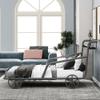 Hlcodca Metal Twin Car Bed with Four Wheels, Guardrails and X-Shaped Frame Shelf for Boys Girls,No Box Spring Needed (Silver/Car*M) view 3