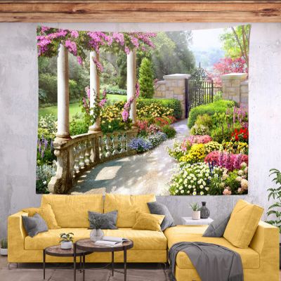 BELECO Romantic Spring Secret Garden Tapestry Wall Hanging 141x96 Inch Colorful Blossoming Flowers Green Plants Outdoor Nature Tapestry Home Wall Decor Aesthetic Living Room Bedroom Dorm Decor