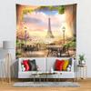 BELECO Paris Eiffel Tower Tapestry 141x118 Inch Romantic Garden Tapestry Wall Hanging Cafe Terrace Flowers Dining Tables Paris City Sunset Scenery Tapestry Art Wall Decor for Living Room Bedroom view 3
