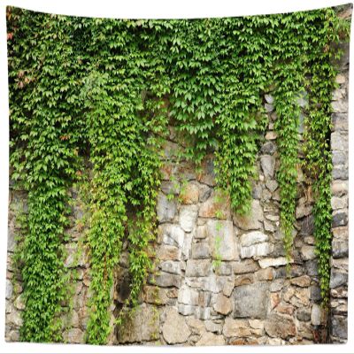 BELECO Stone Wall with Leaves Tapestry Wall Hanging 141x96 Inch Spring Garden Old Stone Wall Green Leaves Tapestry Outdoor Nature Tapestry Greenery Home Decor Aesthetic Living Room Bedroom Decor