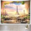 BELECO Paris Eiffel Tower Tapestry 141x96 Inch Romantic Garden Tapestry Wall Hanging Cafe Terrace Flowers Dining Tables Paris City Sunset Scenery Tapestry Art Wall Decor for Living Room Bedroom view 2