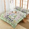 3 Piece Bedding Set,Easter Gnome Egg Checker Bunny Floral Breathable Duvet Cover Super Soft Pillow Shams,Green Plaid Retro Linen Washable Bed Sets All Seasons for Bedroom Dorm Hotel RV King view 1