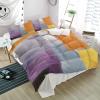 3 Piece Bedding Set,Purple Grey Orange Block Breathable Duvet Cover Super Soft Pillow Shams,Watercolor Abstract Art Washable Bed Sets All Seasons for Bedroom Dorm Hotel RV Full view 4