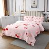 3 Piece Red Cherry Quilt Bedding Set Women Aldult Lightweight Bedding Cartoon Fruit Bedspread Set Pink and Red Bedspread Coverlet Soft Microfiber Home Quilt Set for King Bed All Season view 3