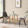 Giantex Round Glass Dining Table, 35.5" D x 30" H Kitchen Dinner Table w/Tempered Glass Tabletop & Metal Legs, Circle Leisure Coffee Table for Dining Room & Living Room, Clear & Natural, 2 Pack view 2