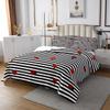 3 Piece Ladybug Pattern Quilt Bedding Set Women Aldult Lightweight Bedding Black Stripes Bedspread Set Red Ladybug Bedspread Coverlet Soft Microfiber Home Quilt Set for King Bed All Season view 2