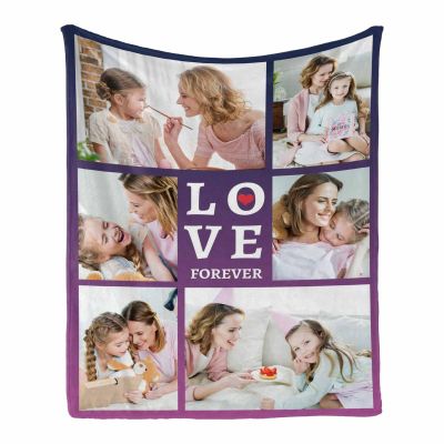Custom Blanket with Photo for Mom Grandmother, Birthday Gifts for Mom from Daughter Son with Pictures, Customized Photo Collage Mother Blankets Wife Birthday Gifts