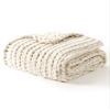 YnM Chunky Throw Blanket, Hand Knitted with Chenille Yarn, Skin Friendly, Ventilated and Breathable, Machine Washable, Home Dcor Piece for Couch, Sofa and Bed (Butter Cream, 40x50 Inch) view 1