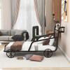 Fun Metal Car Bed with Four Wheels,Twin Size Platform Bed with Guardrails and X-Shaped Frame Shelf,for Kids Toddlers Boys Girls Teens Bedroom Use (Black#k) view 3